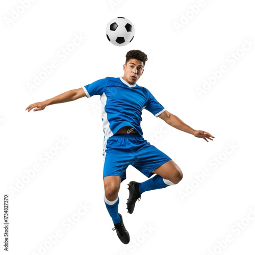 Illustration of soccer player jumps high isolated on transparent background