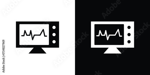 EKG monitor icons. silhouette icons for ui designs