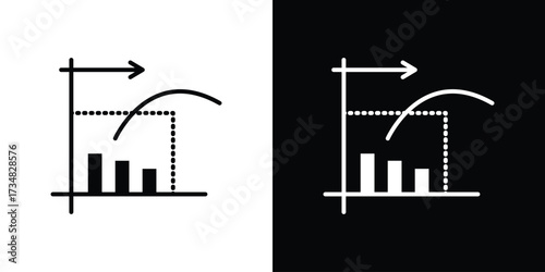 Diminishing returns icons. silhouette icons for ui designs