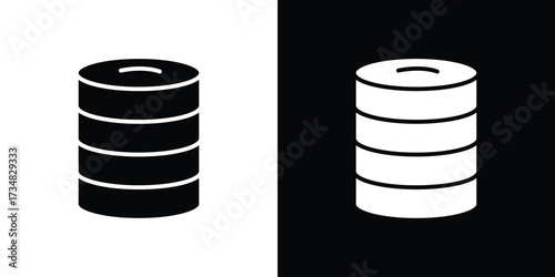 Cylinder database icons. silhouette icons for ui designs