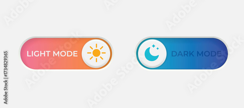 toggle switch buttons Day and night mode switch button. Dark mode, light mode Iluustration Vector