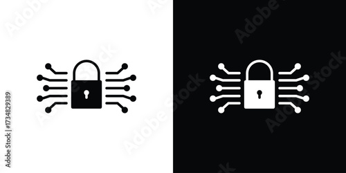 Cyber security icons. silhouette icons for ui designs