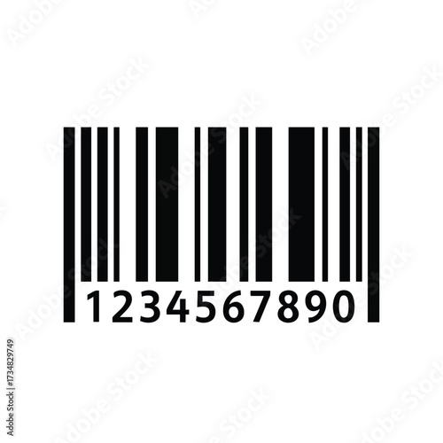 Close-up of a black and white barcode with numeric sequence on a plain