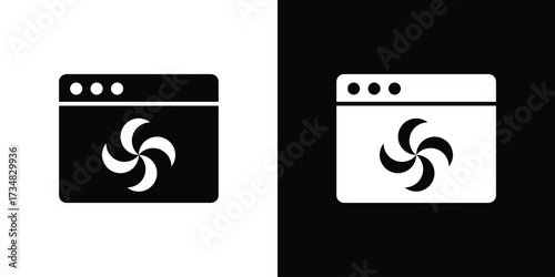 Convection turbofan stove icons. silhouette icons for ui designs