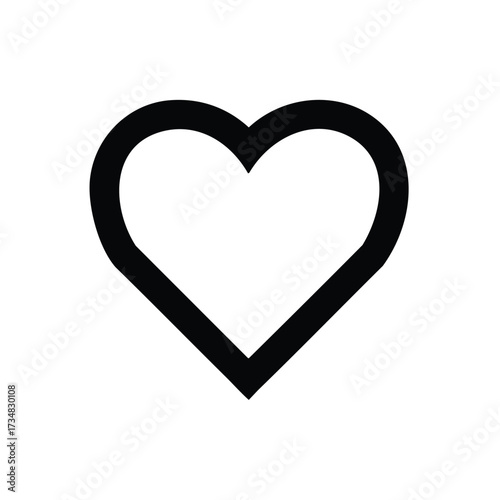 Minimalist black outline heart symbol on a representing love and affection