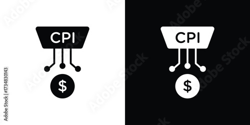 Consumer prices index icons. silhouette icons for ui designs