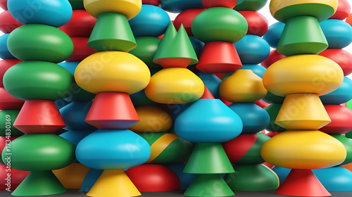 christmas tree - a stack of colorful bomblets; 3d rendering