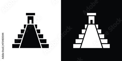 Chichen Itza icons. silhouette icons for ui designs