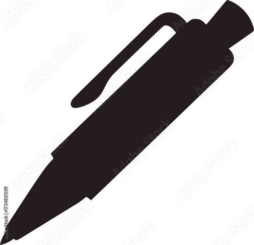 Dark gray writing instrument with clip stationery office