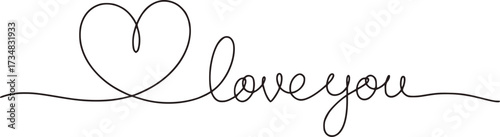 Heart shaped I love you script writing declaration