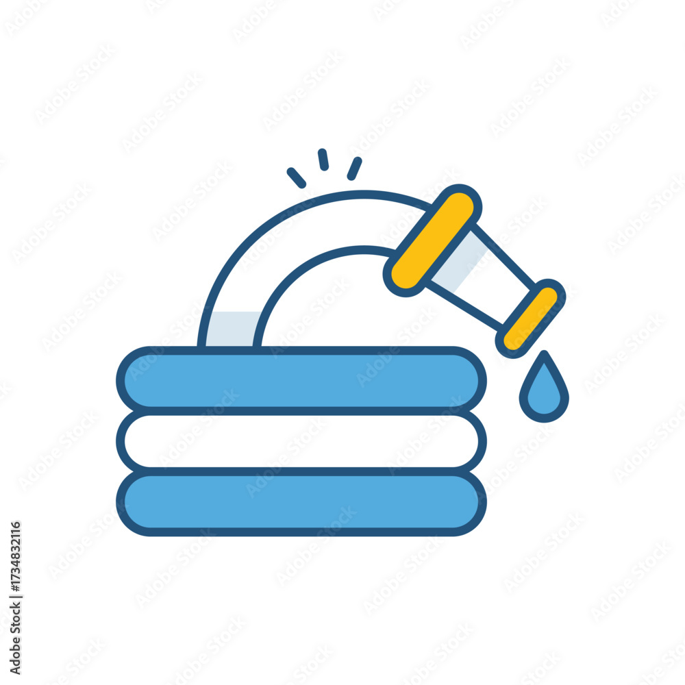 Obraz premium Garden Hose Color Line Icons � Flat Outline Style Vector Collection