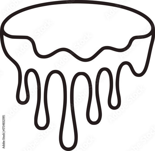 Round object with dripping liquid abstract outline