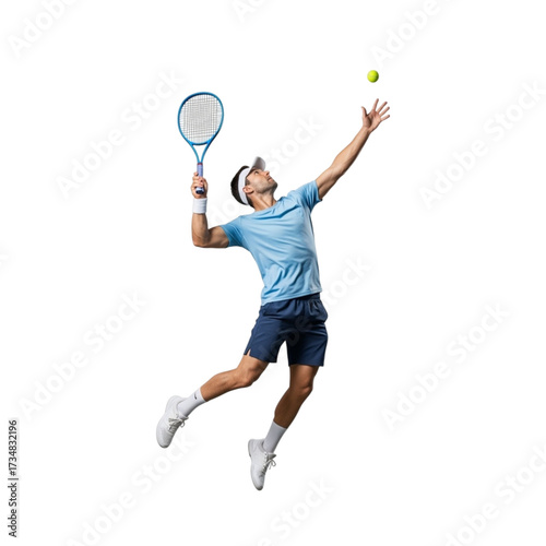 Illustration of tennis player serving isolated on transparent background