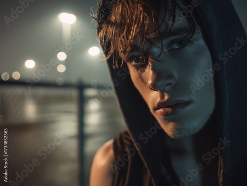 Moody portrait of person in...
