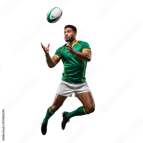 Illustration of rugby player on white isolated on transparent background