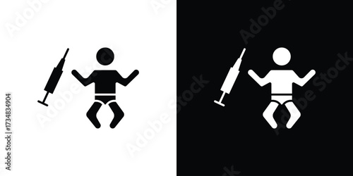 Baby Vaccination icons. silhouette icons for ui designs