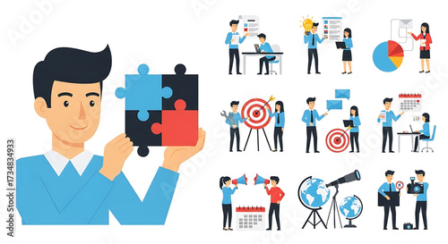 Creative concept vector illustrations showing design, art, and idea generation. Includes teamwork, brainstorming, and creative process elements for modern projects.