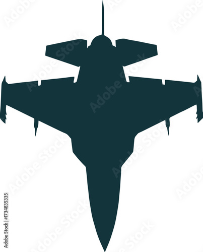 aerodynamic fighter aircraft silhouette vector top view minimal flat design template for posters icons and web use