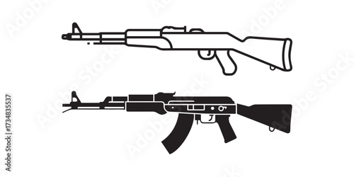 ak47 vector illustration set for icons branding and editorial use, ai eps png jpeg