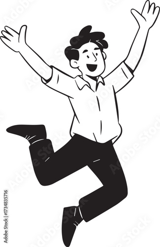 joyful person jumping celebrating success cartoon vector illustration for marketing social media and kids design