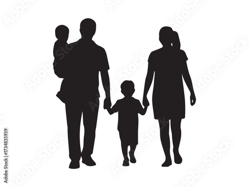parents and children family silhouette walking together unity caregiving parenthood vector eps ai png jpeg illustration