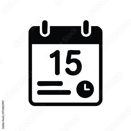 Close-up of a calendar with date and clock symbol, representing scheduling, planning, or important deadlines in digital or print formats