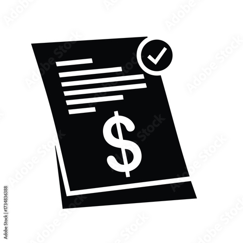 Financial Document with Dollar Sign and Checkmark Symbolizing Payment Receipt or Invoice Verification
