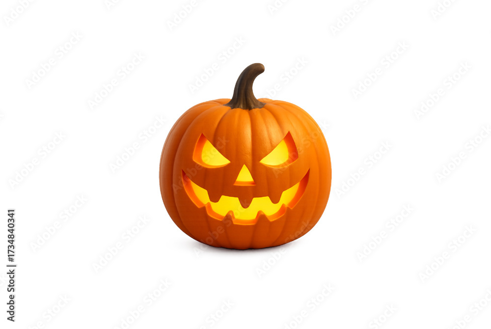 Fototapeta premium 3D Halloween Pumpkin Isolated on Transparent Background – Spooky Jack O’Lantern Decoration