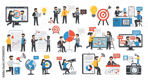 Creative concept vector illustrations showing design, art, and idea generation. Includes teamwork, brainstorming, and creative process elements for modern projects.	