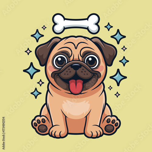 A charming pug with a happy expression sits proudly, showcasing its round features and playful personality, embodying the joy and companionship of pet ownership.