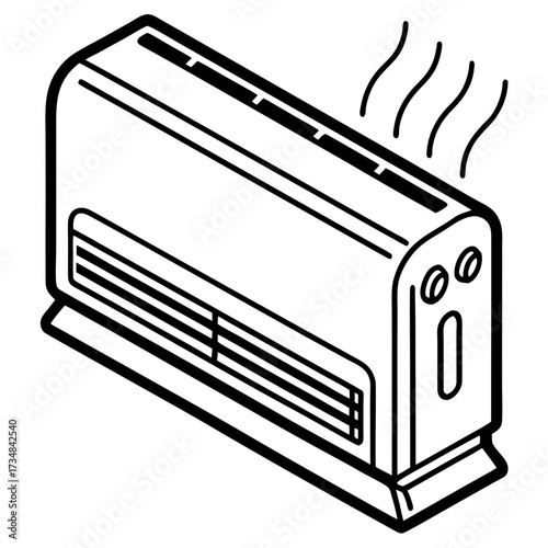 Vector illustration of a scalable air conditioner unit icon for cooling and heating systems silhouette Vector white background