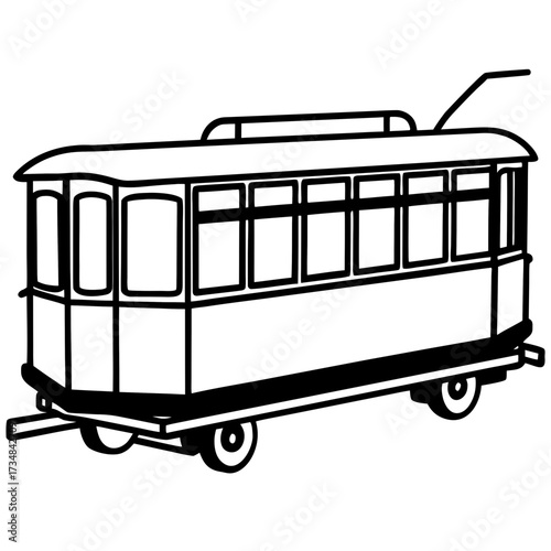 Vintage trolley vector illustration scalable public transportation urban transit icon silhouette Vector white background