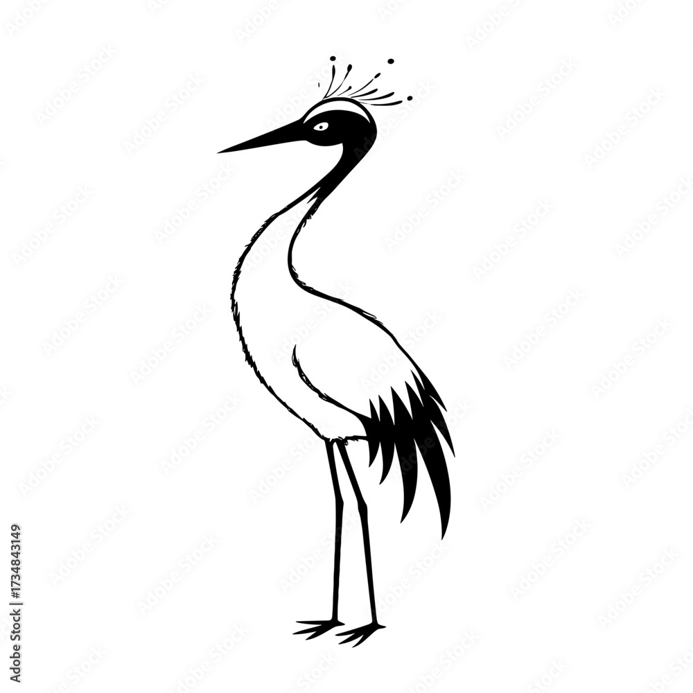 Fototapeta premium Crane. Crane simple black and white line art vector logo