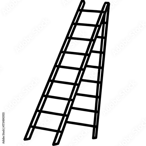 Scalable vector illustration of an a-frame ladder for design and construction projects silhouette Vector white background
