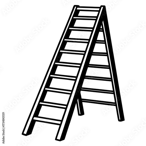 Vector illustration of a folding a-frame ladder scalable icon for diy and construction projects silhouette Vector white background