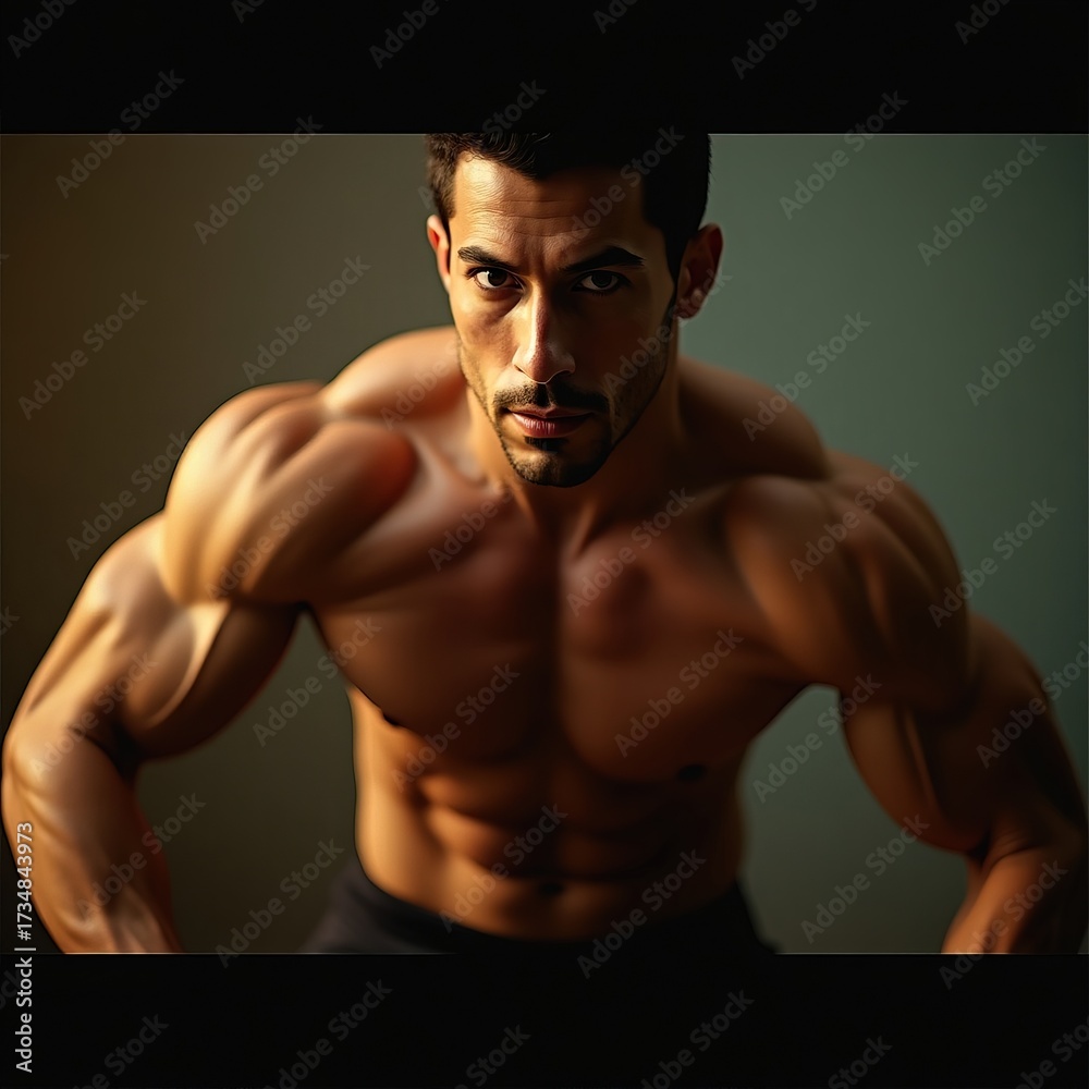 Fototapeta premium Muscular Latin Fitness Man Training