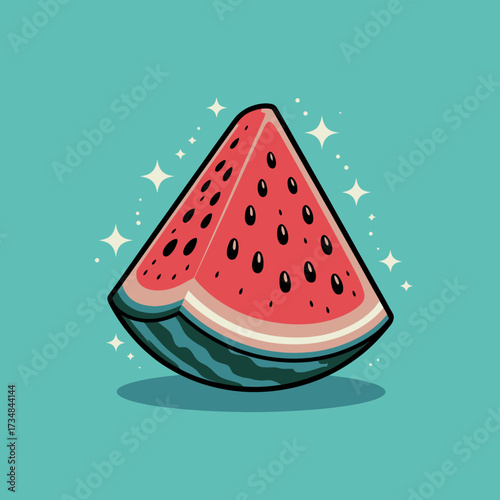 This image features a bright and colorful watermelon slice, showcasing its juicy red flesh and refreshing appeal, perfect for summer-themed designs or food imagery.