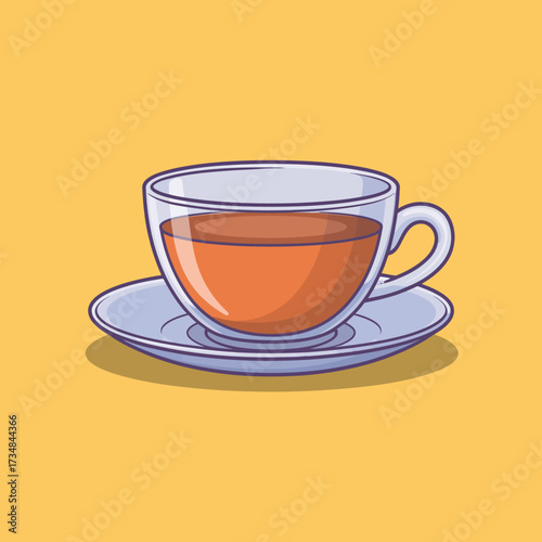 A beautifully designed tea cup filled with warm tea, resting elegantly on a matching plate, perfect for tea lovers and a cozy afternoon setting.