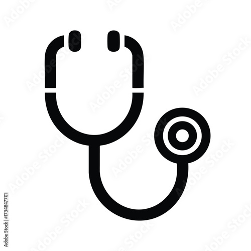 Close-up of a medical stethoscope with a black tubing and silver chest piece, used by healthcare professionals for patient examinations