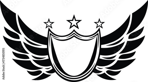 Emblematic Shield with Wings and Stars A Symbol of Valor Achievement and Distinction A Timeless Image