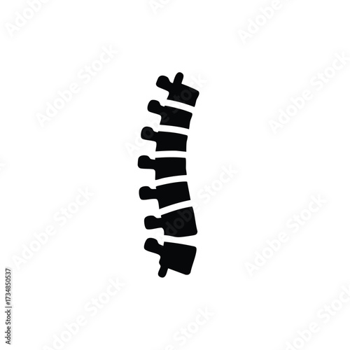 Simplified silhouette of a human spine showing vertebrae in a vertical arrangement on a plain