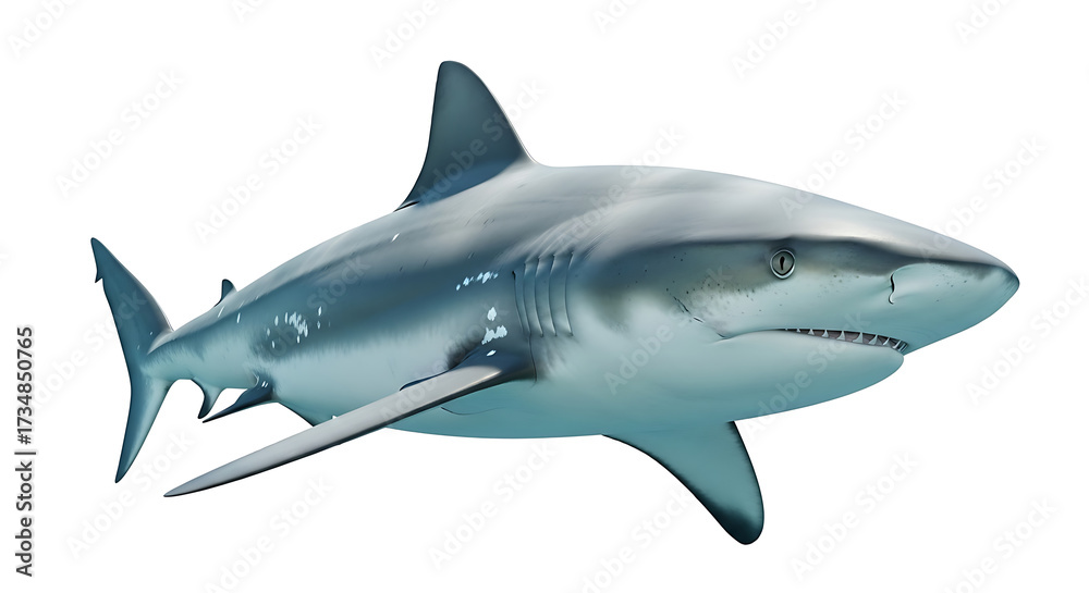 Obraz premium Gray shark swimming with mouth slightly open marine life