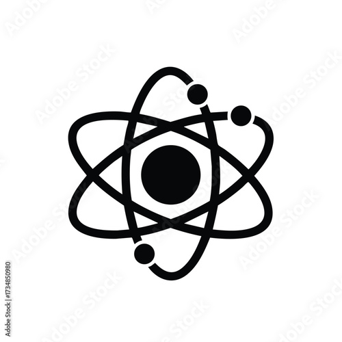 Stylized Atomic Structure with Electron Orbits and Nucleus Representation in a Minimalist Design