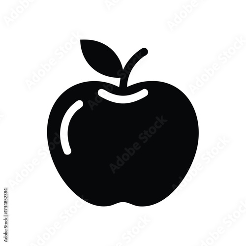 Simple silhouette of a fresh with a leaf on top, on a , symbolizing health and nutrition