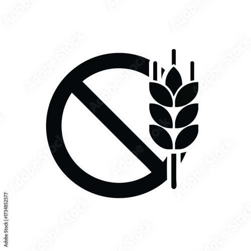 Close-up of a wheat stalk with a prohibition symbol overlay representing gluten- or allergy-friendly food choices