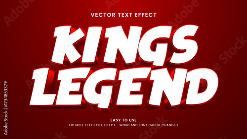editable text effect kings legend 3d style premium vector