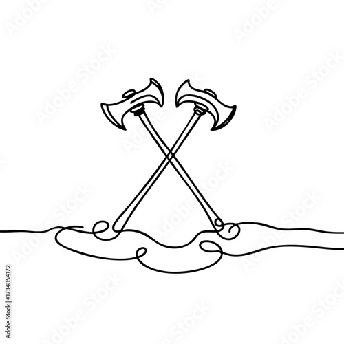 BMX rider performing trick in minimalistic continuous line art, smooth curves and black and white, concept of cycling and sports promotion.
