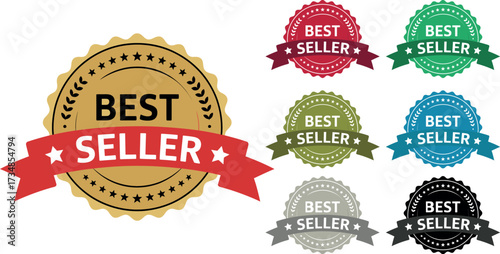 Download best seller badge vector illustration graphic design element template