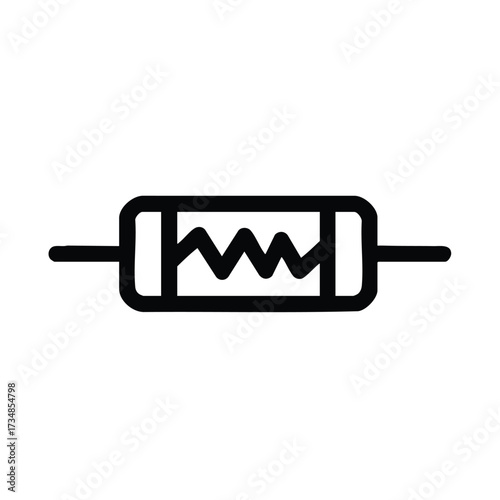 Close-up of a small electronic resistor component with leads on both ends, used in circuit boards for controlling electrical current