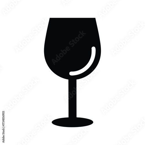Elegant wine glass with a curved stem and bowl, set against a plain , representing sophistication and celebration